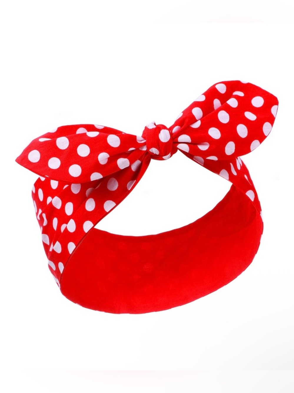 Hicarer Red Polka Dot Headband Wired Bandana Twist Bow, Small Dots.